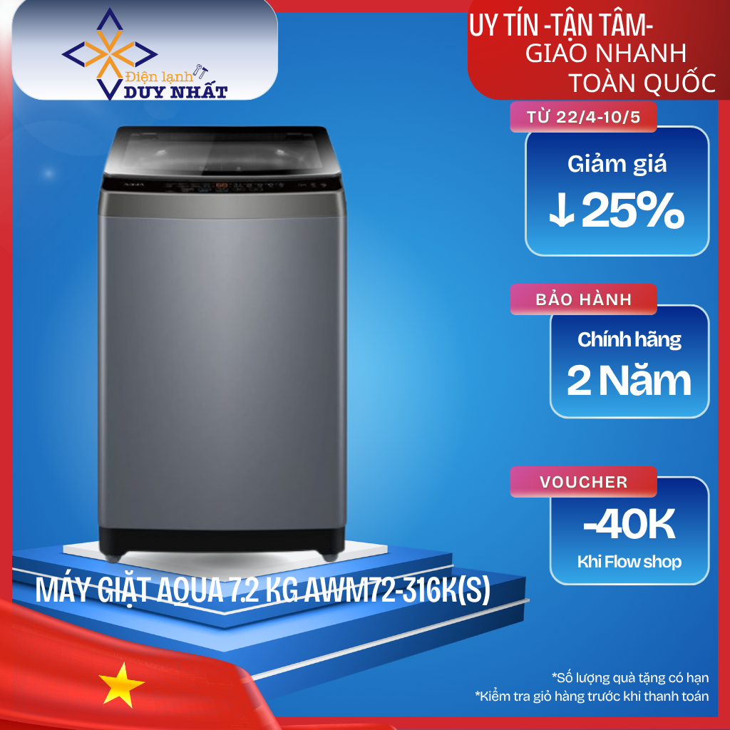 Máy giặt Aqua 7.2 kg AWM72-316K(S)