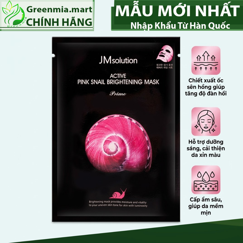 Mặt Nạ JM SOLUTION Ốc Sên Hồng [MIẾNG LẺ] JM Solution Active Pink Snail Brightening Mask Prime Cấp Ẩ