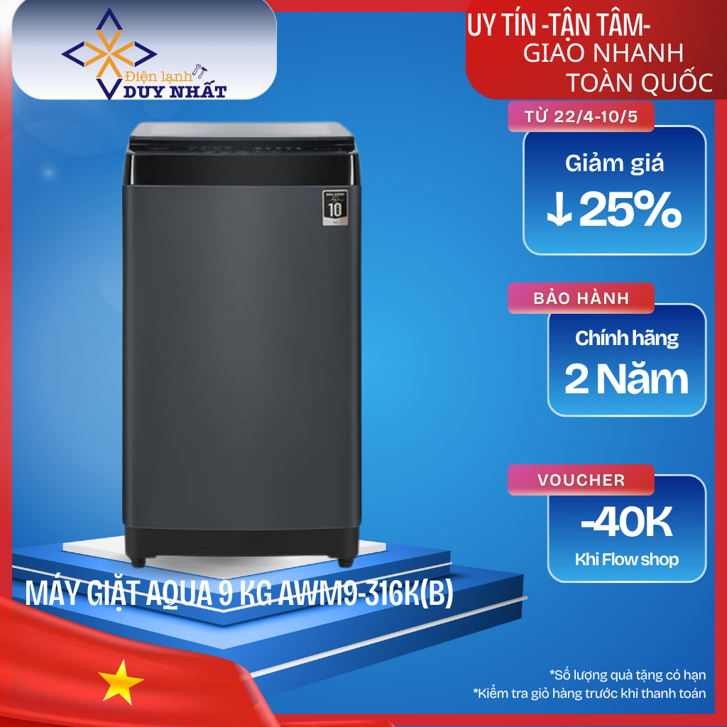 Máy giặt Aqua 9 kg AWM9-316K(B)