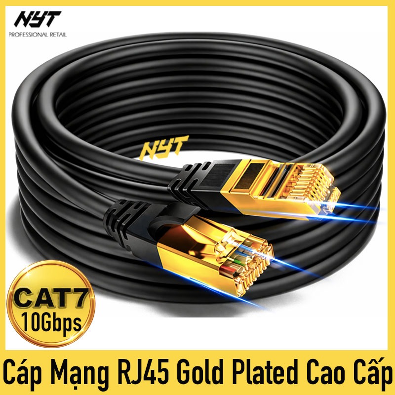 Cáp Mạng Lan CAT6 CAT7 Đầu Đúc Up To 10Gbps Tốc Độ Cao  Đen Tròn Dễ Luồn Lách