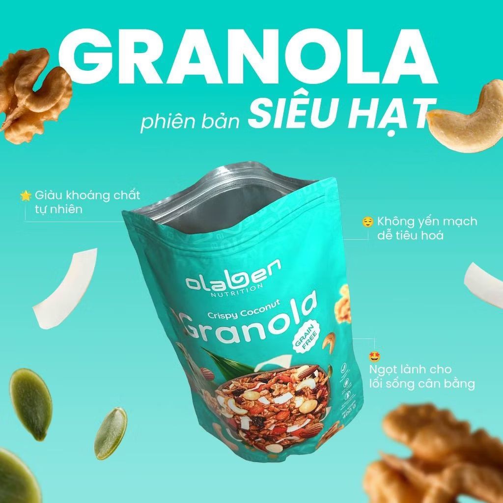 ✅[CHÍNH HÃNG OLABEN] Granola Không Yến Mạch 400g -  Siêu Hạt Dinh Dưỡng by OLABEN NUTRITION