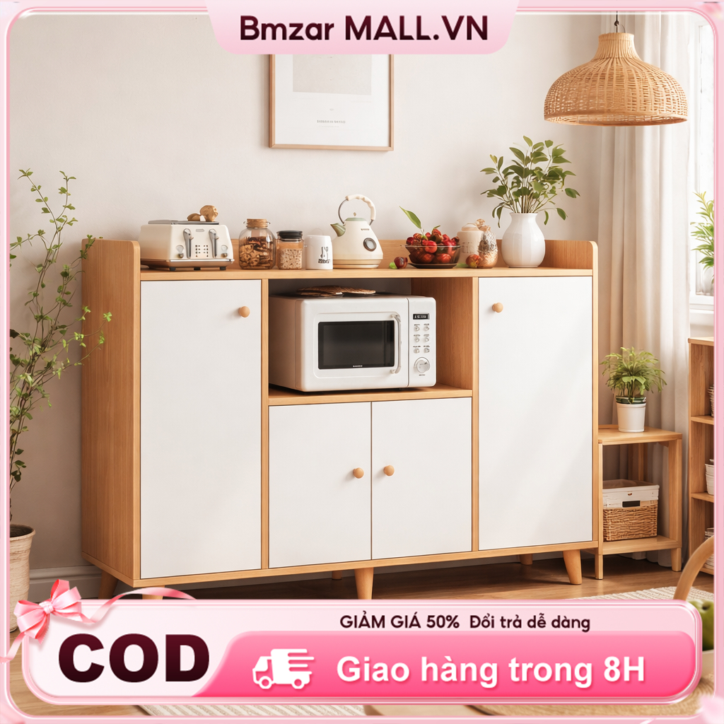 BM Tủ bếp đa năng kệ lò vi sóng tủ gỗ hiện đại nhiều ngăn chứa tiết kiệm không gian