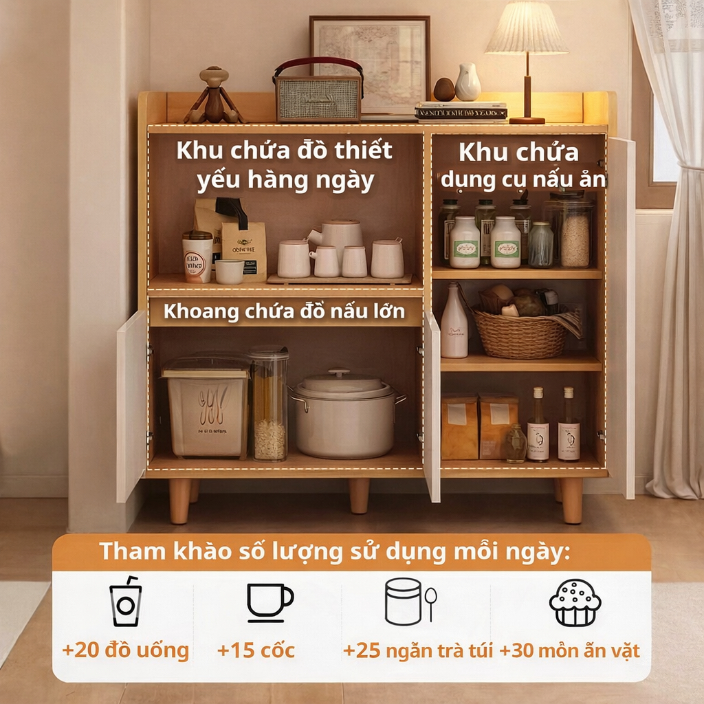 BM Tủ bếp đa năng kệ lò vi sóng tủ gỗ hiện đại nhiều ngăn chứa tiết kiệm không gian | BigBuy360 - bigbuy360.vn
