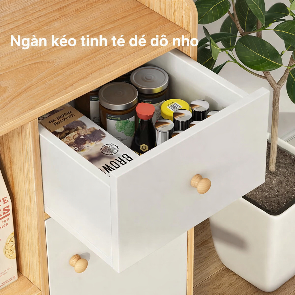 BM Tủ bếp đa năng kệ lò vi sóng tủ gỗ hiện đại nhiều ngăn chứa tiết kiệm không gian | BigBuy360 - bigbuy360.vn