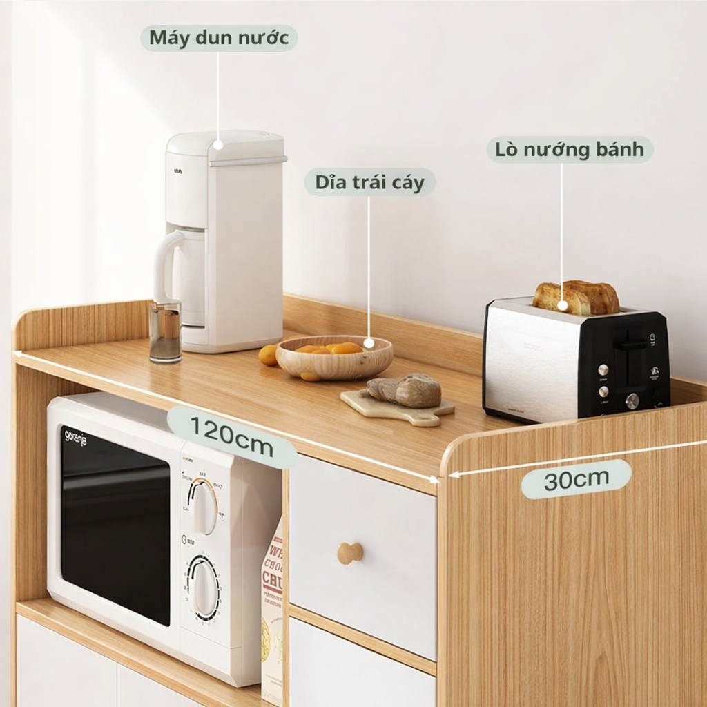 BM Tủ bếp đa năng kệ lò vi sóng tủ gỗ hiện đại nhiều ngăn chứa tiết kiệm không gian | BigBuy360 - bigbuy360.vn