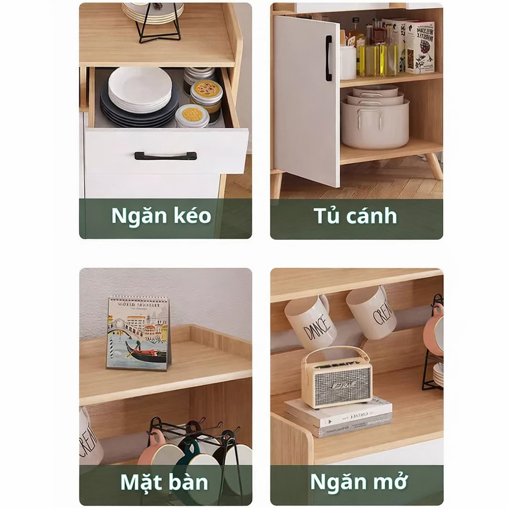 BM Tủ bếp đa năng kệ lò vi sóng tủ gỗ hiện đại nhiều ngăn chứa tiết kiệm không gian | BigBuy360 - bigbuy360.vn