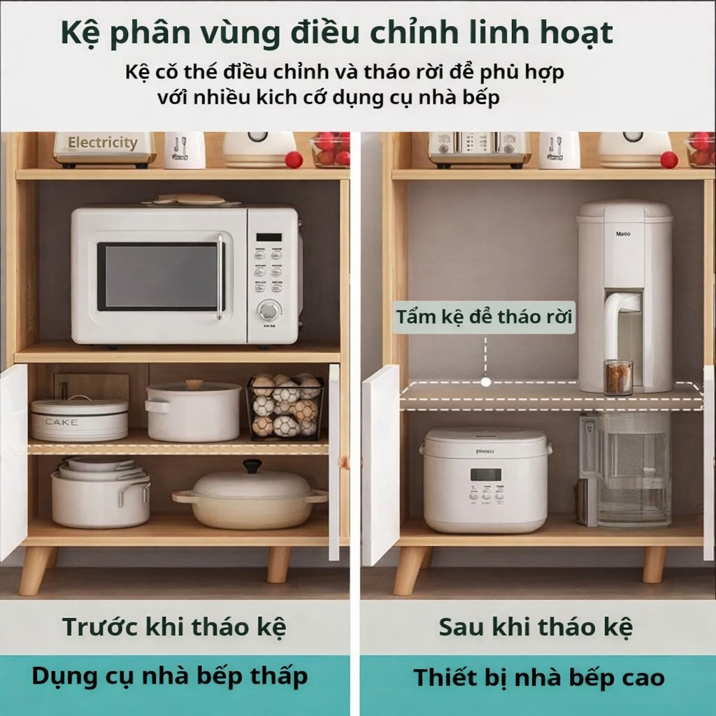 BM Tủ bếp đa năng kệ lò vi sóng tủ gỗ hiện đại nhiều ngăn chứa tiết kiệm không gian | BigBuy360 - bigbuy360.vn