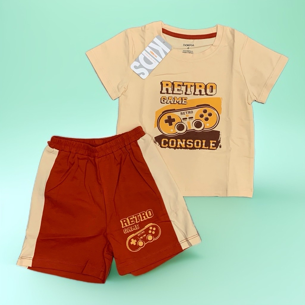 DOKMA  Bộ Quần Áo Cộc Tay Bé Trai Chất Thun Cotton Cao Cấp Dokma (2-6T) | Đồ Bộ Ngắn Tay Bé Trai