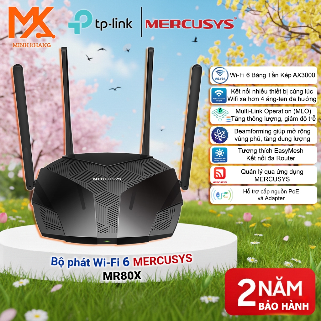 Router WiFi 6 Mercusys MR80X AX3000 – Tốc Độ Cao, Phủ Sóng Ổn Định