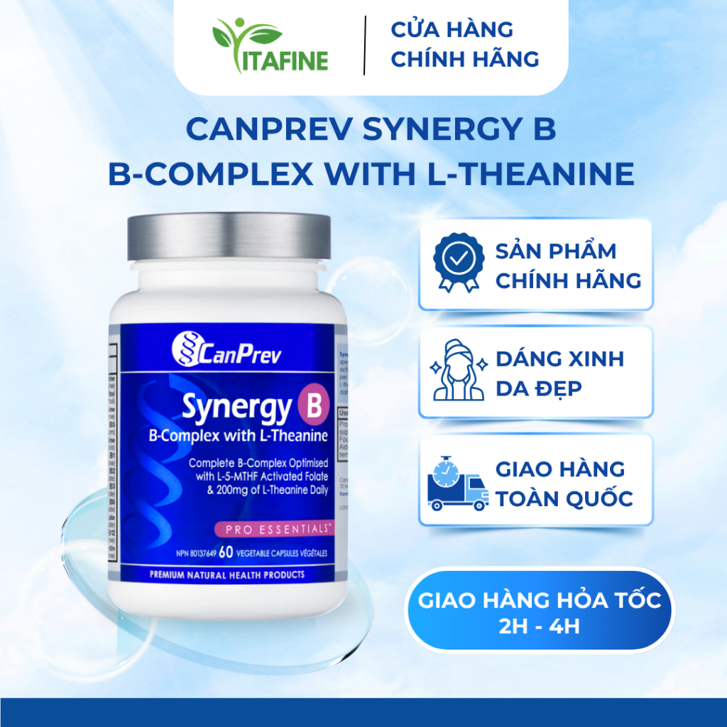 CanPrev Synergy B – B Complex Kết Hợp L-Theanine Hỗ Trợ Năng Lượng, Cải Thiện Tuần Hoàn Máu