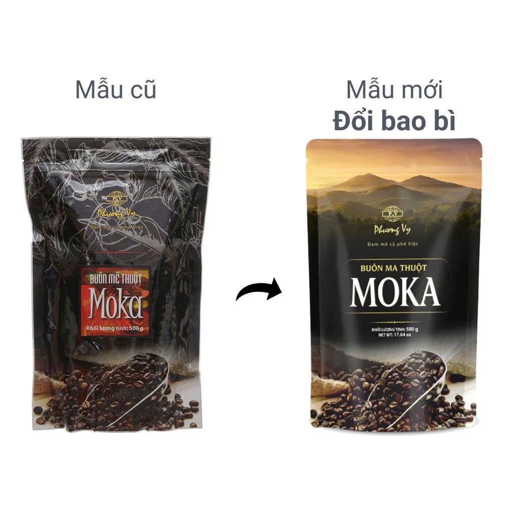 Cà Phê Rang Xay Phương Vy Moka 500g – Cà Phê Phin Buôn Ma Thuột Đậm Đà, Nguyên Chất, Thơm Ngon