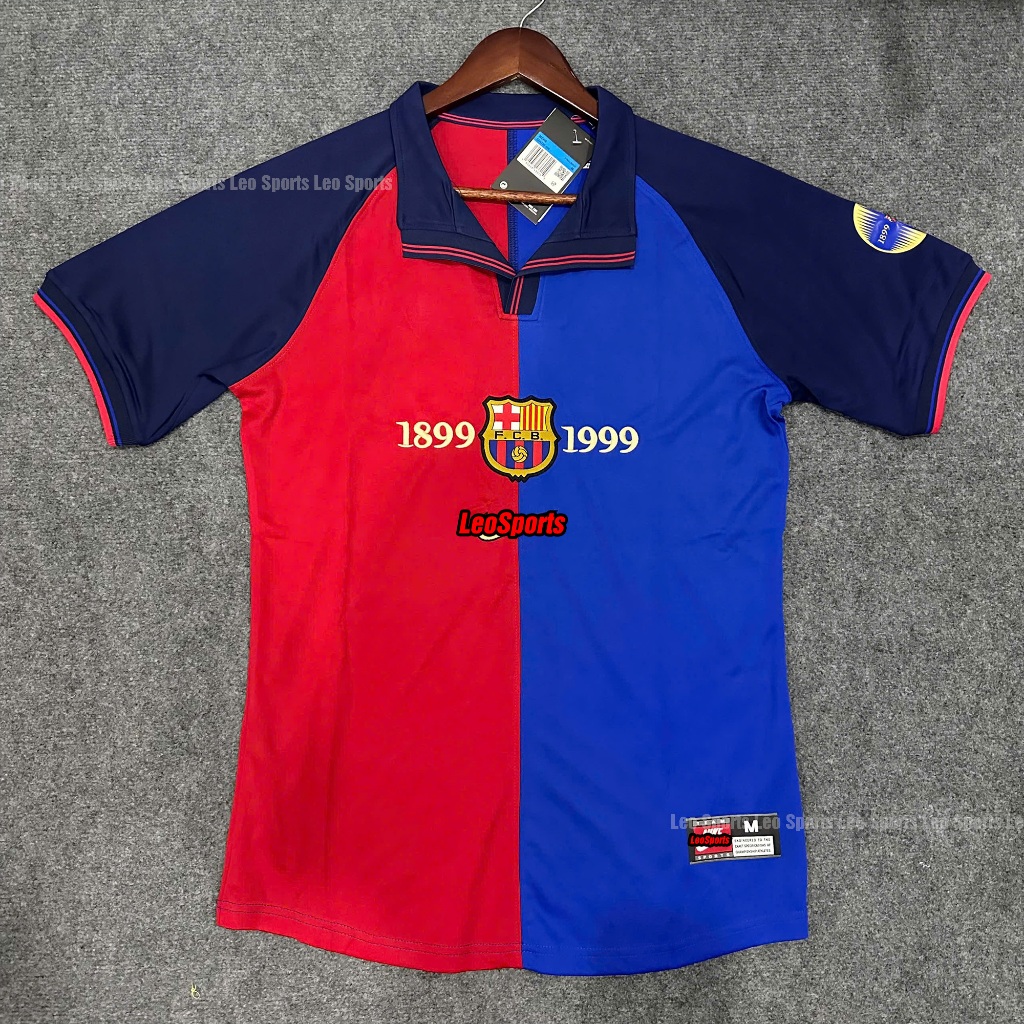 [Chỉ Có Áo] Áo Bóng Đá Retro CLB Barcelona Sân Nhà 1999 - Vải Poly Cao Cấp