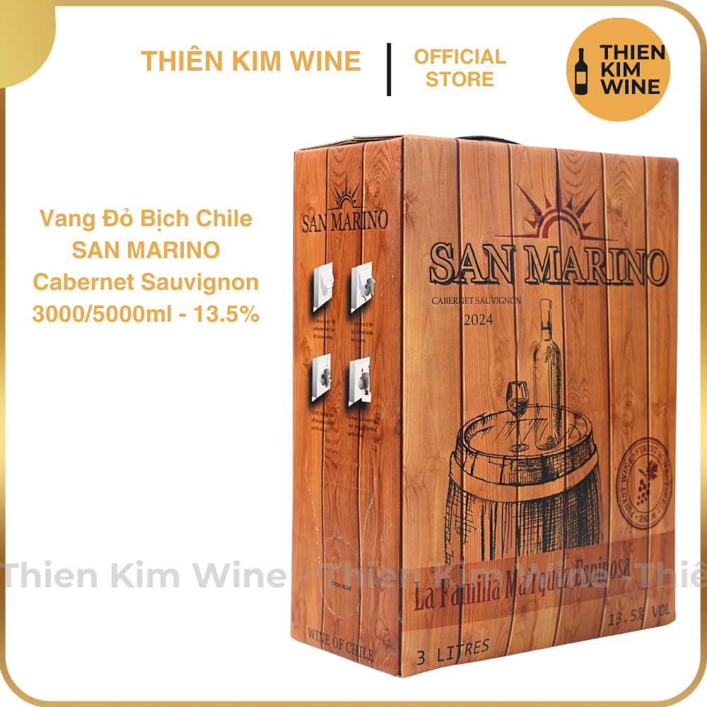 [Chính Hãng] - (Vang Bịch) Rượu Vang Đỏ Chile San Marino Cabernet Sauvignon (Bịch 3 lít/ 5 lít)