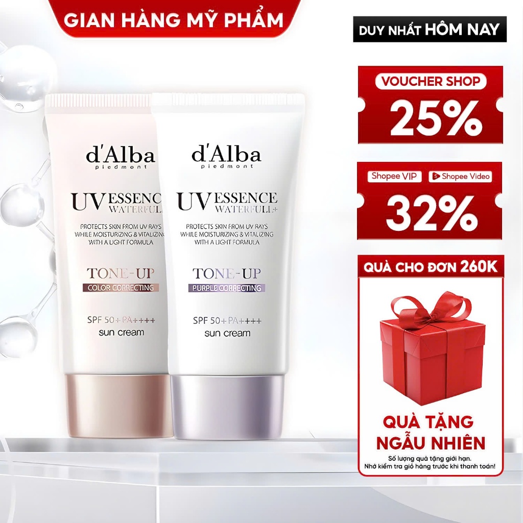 [d'Alba Official] Kem chống nắng nâng tone Tím d'Alba White Truffle Tone Up Sunscreen (Purple) 50ml