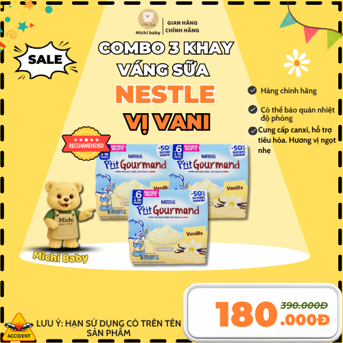 DATE T5/2026 - Combo 3 Khay Váng Sữa Nestle Pháp Vị Vani Cho Bé Ăn Dặm 100GR ( 1 Vỉ 4 Khay x100GR) -