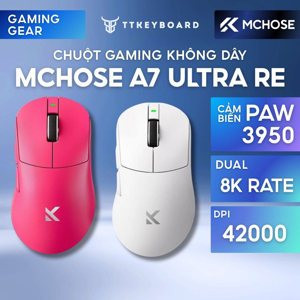 [Hỏa Tốc] Chuột Không Dây Mchose A7 Ultra RE PAW3950 8K Polling Rate Siêu Nhẹ 56g - TTKeyboard