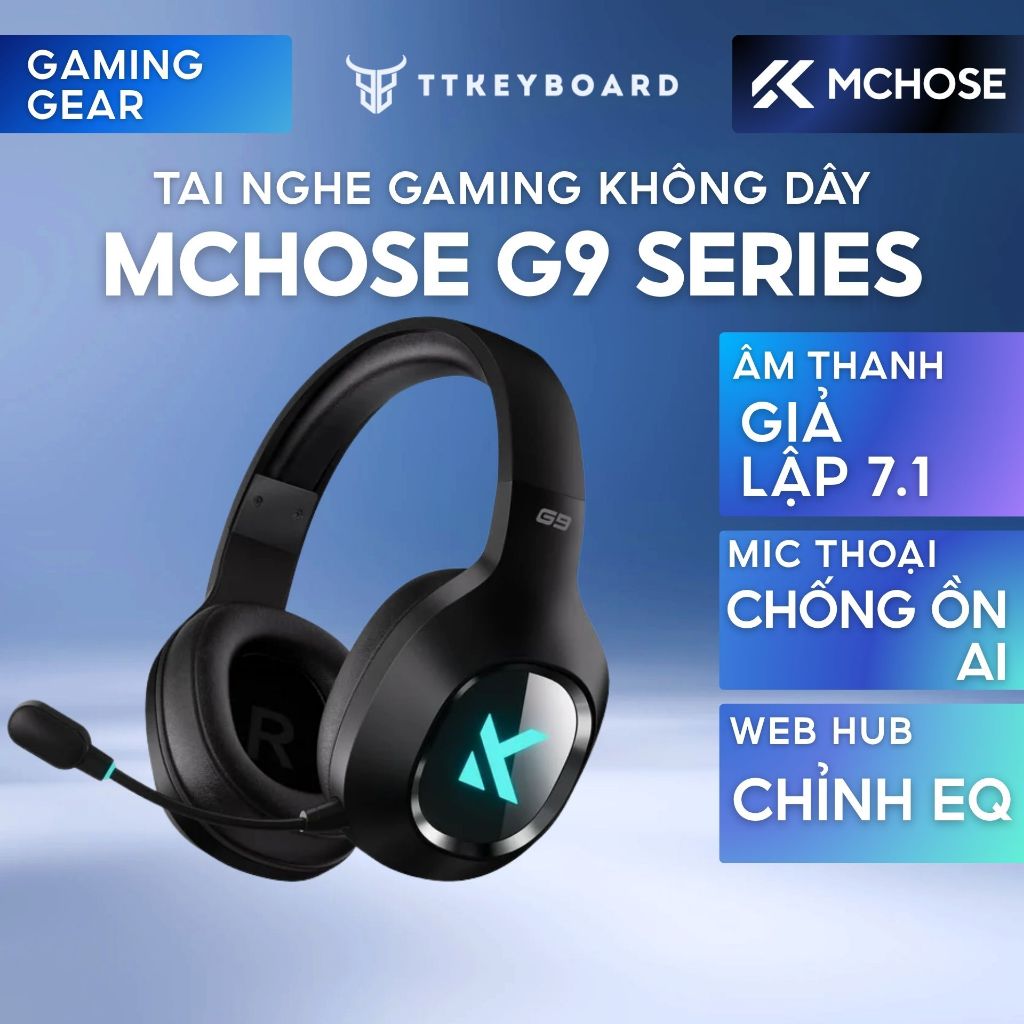 [Hỏa Tốc] Tai nghe chụp tai Gaming Mchose G9 | G9 pro | Có mic đàm thoại | 3 mode kết nối | Âm thanh