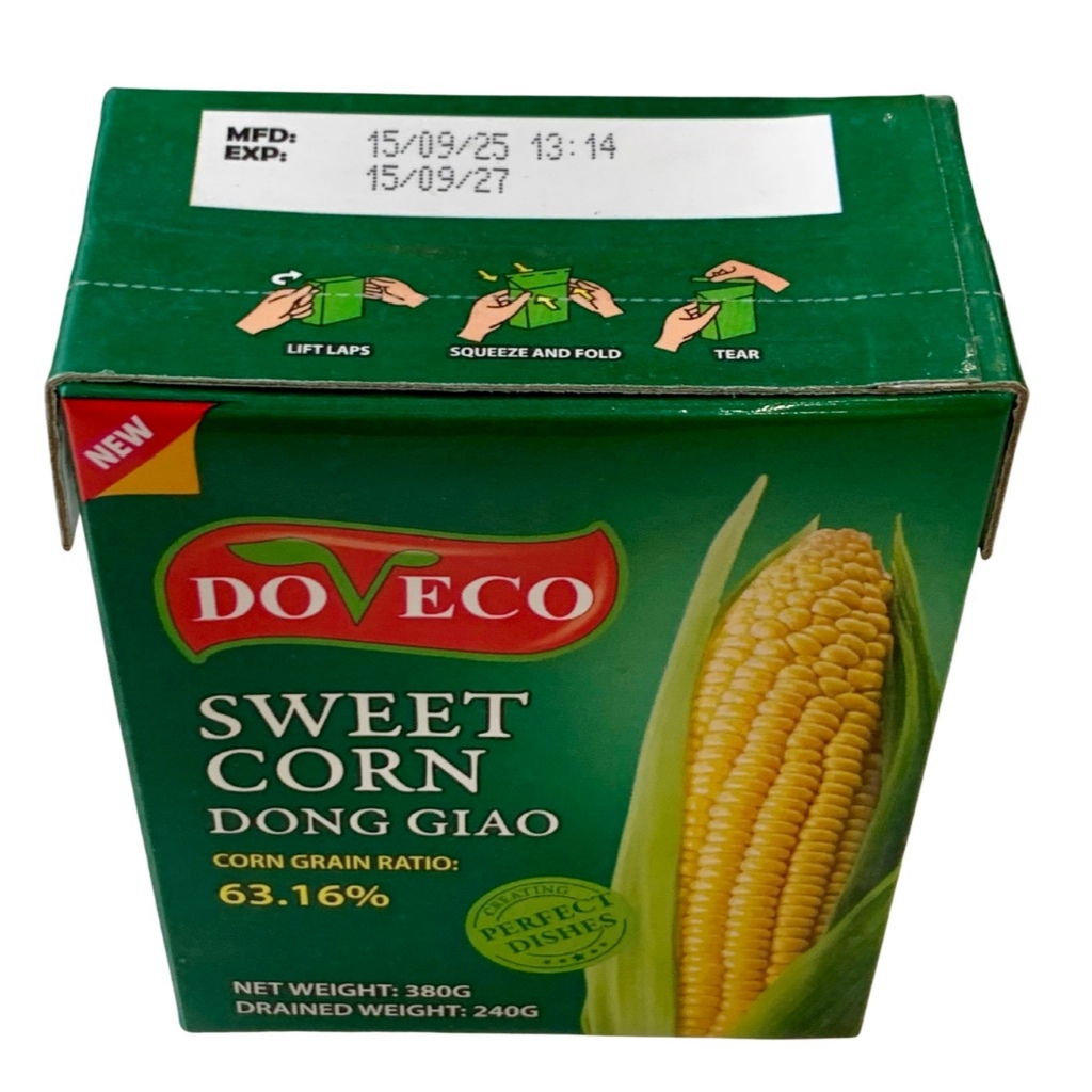 Ngô Ngọt Đóng Hộp DOVECO Đồng Giao 380g – Nguyên Liệu Cơm Chiên Dương Châu, Ngô Chiên Bơ, Salad (Lốc