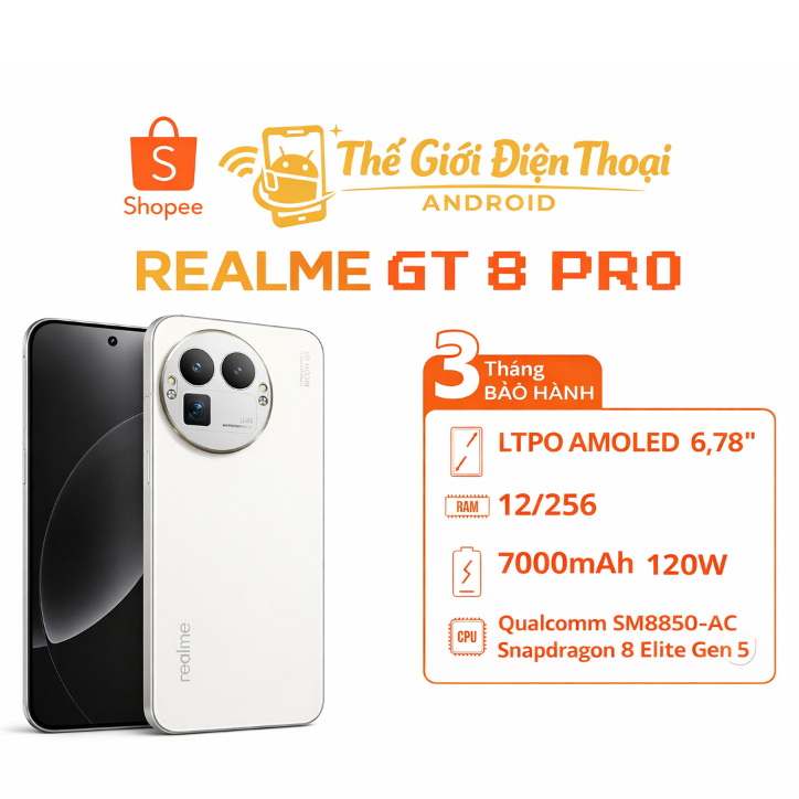 Điện thoại Realme GT8 Pro (Snapdragon 8 Elite Gen 5 - Pin 7000mAh) 12/256GB LIKE NEW FULLBOX 99%