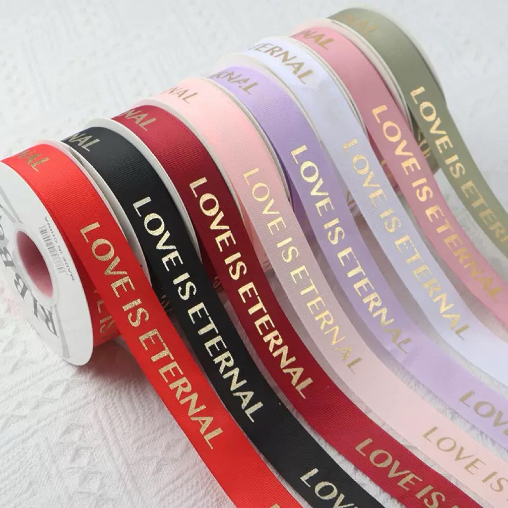 Ruy băng gân LOVE IS ETERNAL 2.5cm làm nơ đẹp
