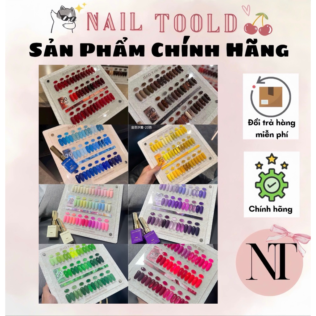 5 Set Sơn gel+mắt mèo+nhũ 20 màu JIAO YAN SHE
