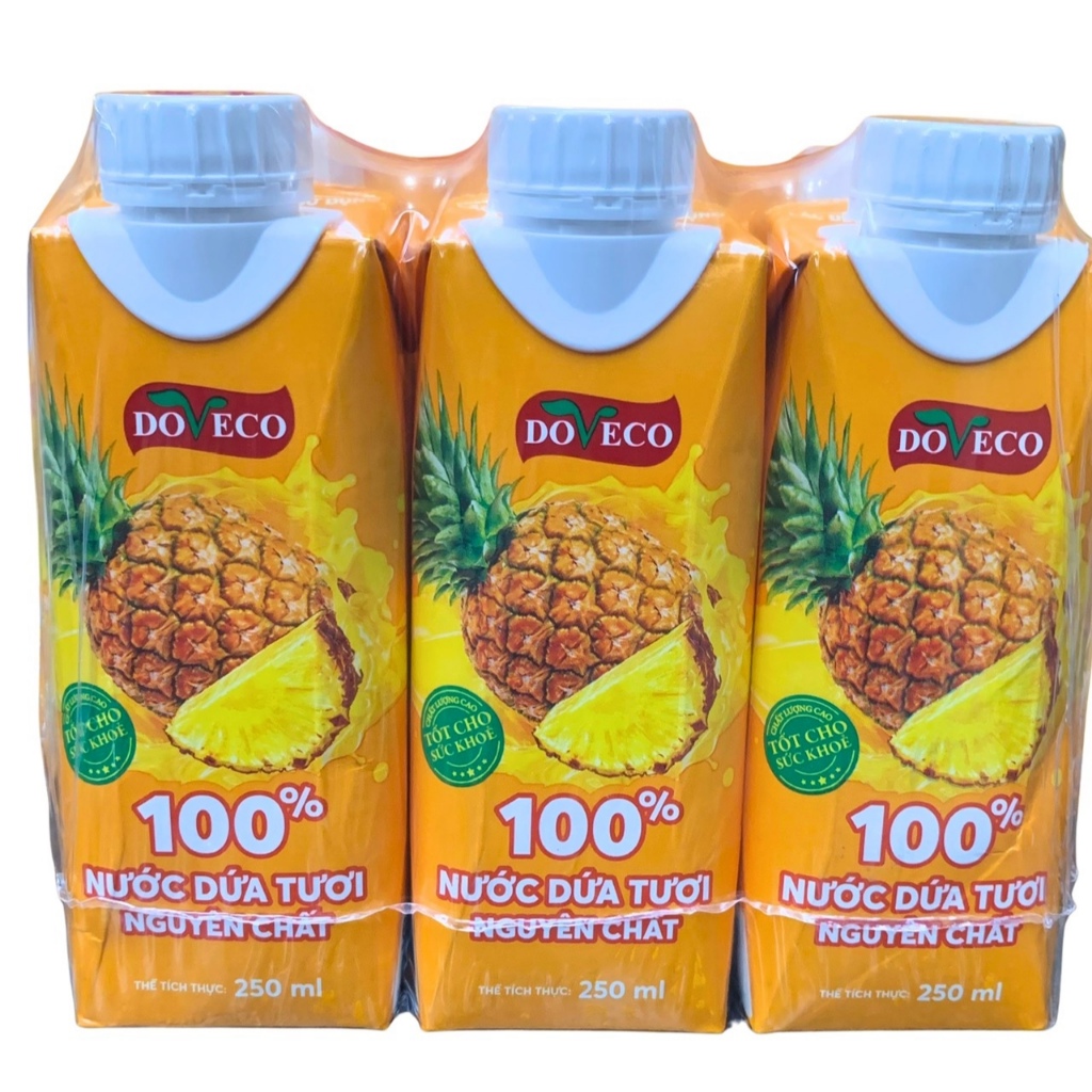 Nước Ép Dứa 100% Nguyên Chất DOVECO 250ml – Nước Dứa Tươi Không Đường – Tetra Pak