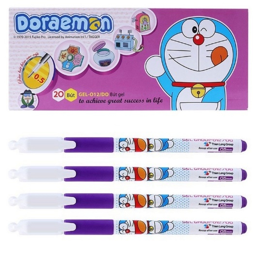 Bút Gel Thiên Long DOREMON GEL 0.5mm Viết Mượt Không Lem - Hộp 20 Cây Màu Tím