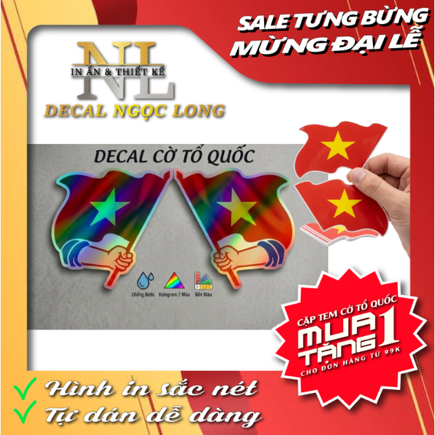 Đôi Cờ Tem Decal 7 màu dán trang trí xe máy , xe tải , ô tô ( SL : 1 Đôi )