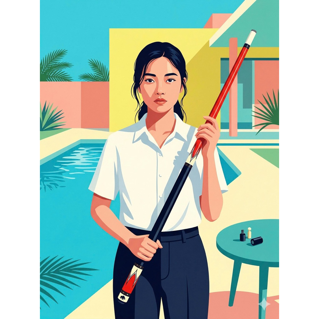 Chuôi cơ bida lỗ, Ngọn Rhino mộc - Ngọn carbon- Ren radial - Bọc da cao cấp, hoạ tiết chuyên nghiệp