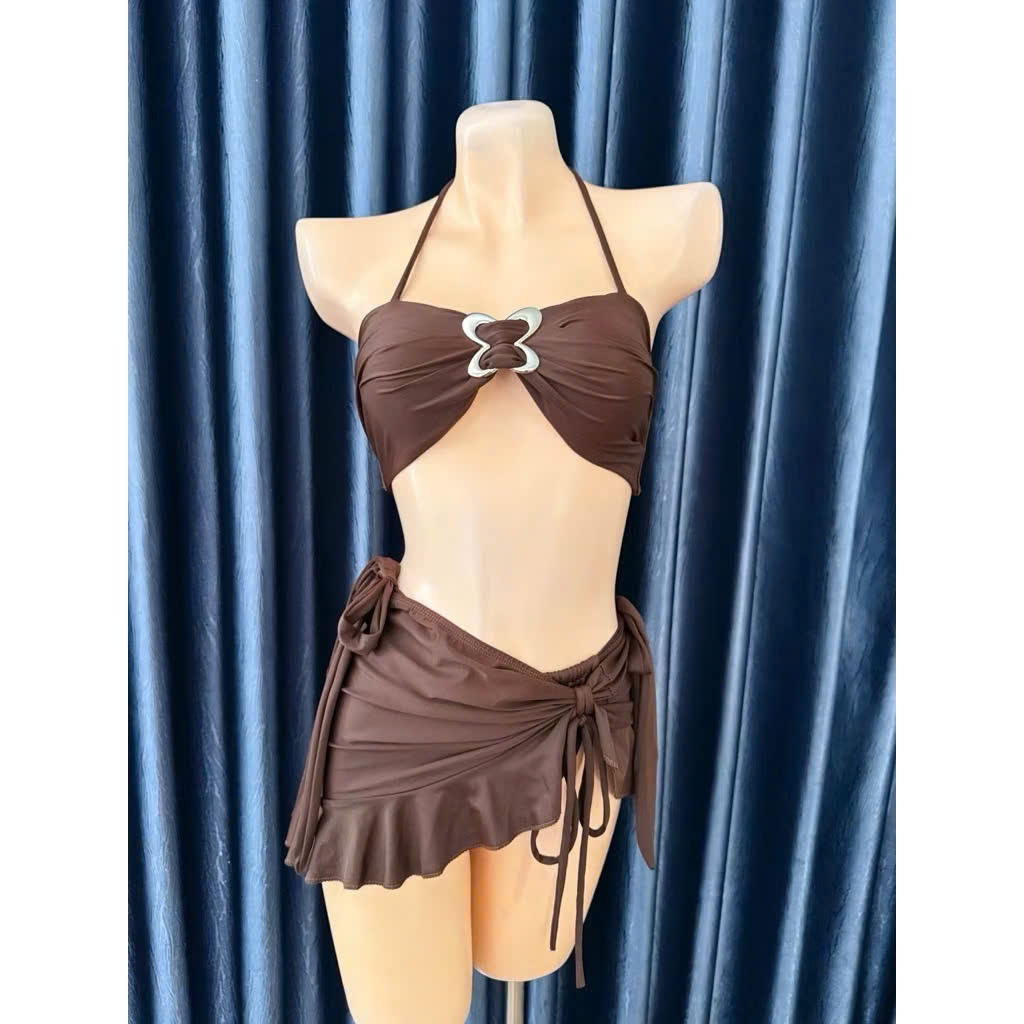 HT08 [BKN 1044] Bikini đồ bơi đi biển set 3 mảnh đính KHOEN BƯỚM sexxy gợi cảm | BigBuy360 - bigbuy360.vn