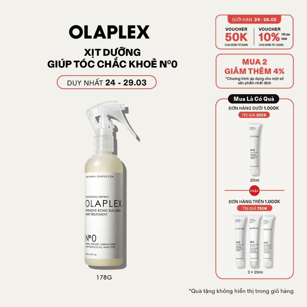 Sản phẩm dưỡng tóc chắc khỏe Olaplex No.0 Intensive Bond Building Hair Treatment 155ml