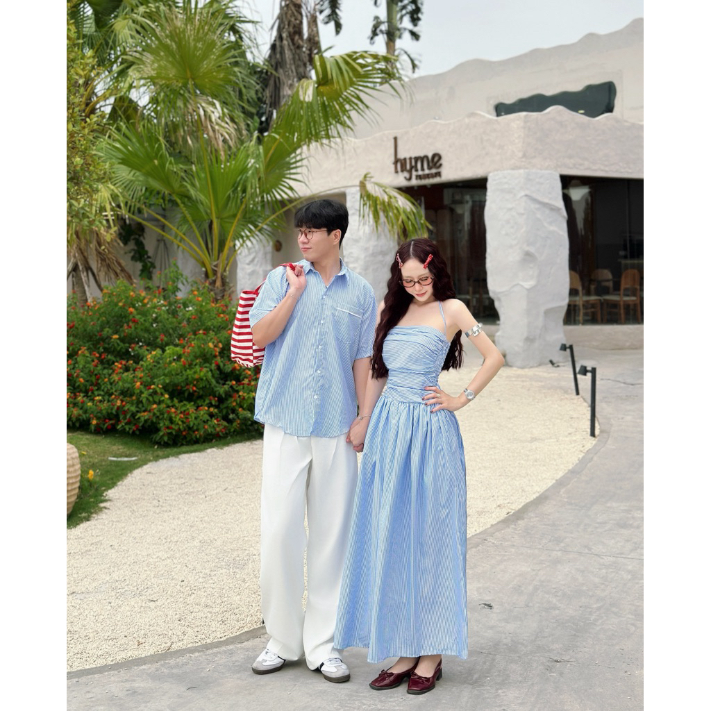 Váy dài đi biển váy trễ vai phong cách hàn quốc hàng thiết kế loại 1 hình chính chủ Hana dress | BigBuy360 - bigbuy360.vn
