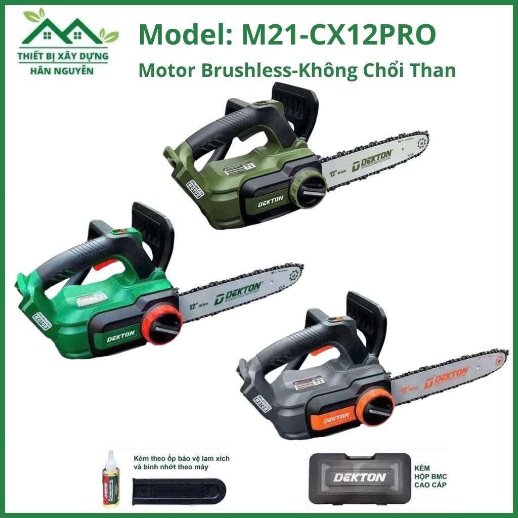 Thân máy cưa xích pin Dekton M21-CX12PRO 12 inch không chổi than, máy cưa xích dùng pin