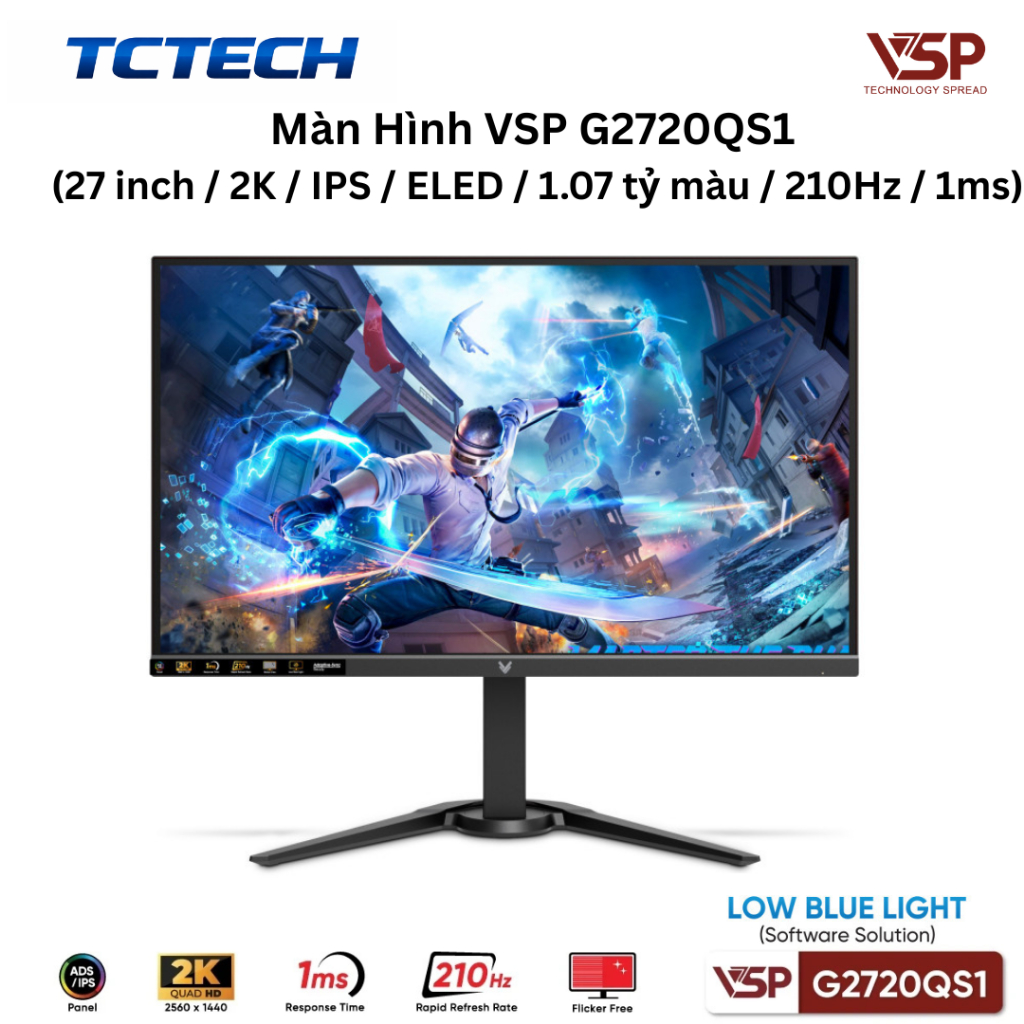 Màn Hình VSP G2720QS1  (27 inch / 2K / IPS / ELED / 1.07 tỷ màu / 210Hz / 1ms) Chính Hãng