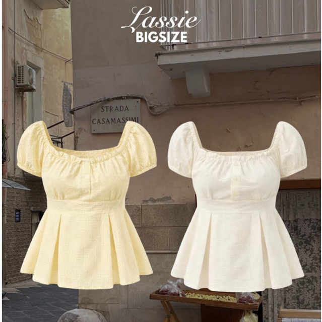LASSIE BIGSIZE| Áo khoét cổ vuông phía sau có chun bigsize 65-85kg - MISA TOP