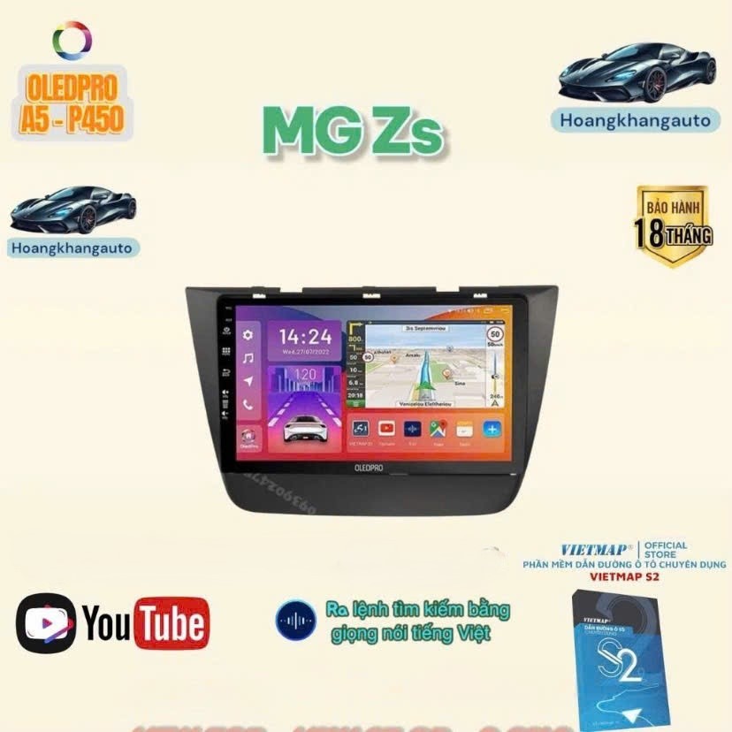Combo  Màn Hình Android OLEDPRO A5   cho xe MG ZS, 10  inch kèm dưỡng và jack nguồn
