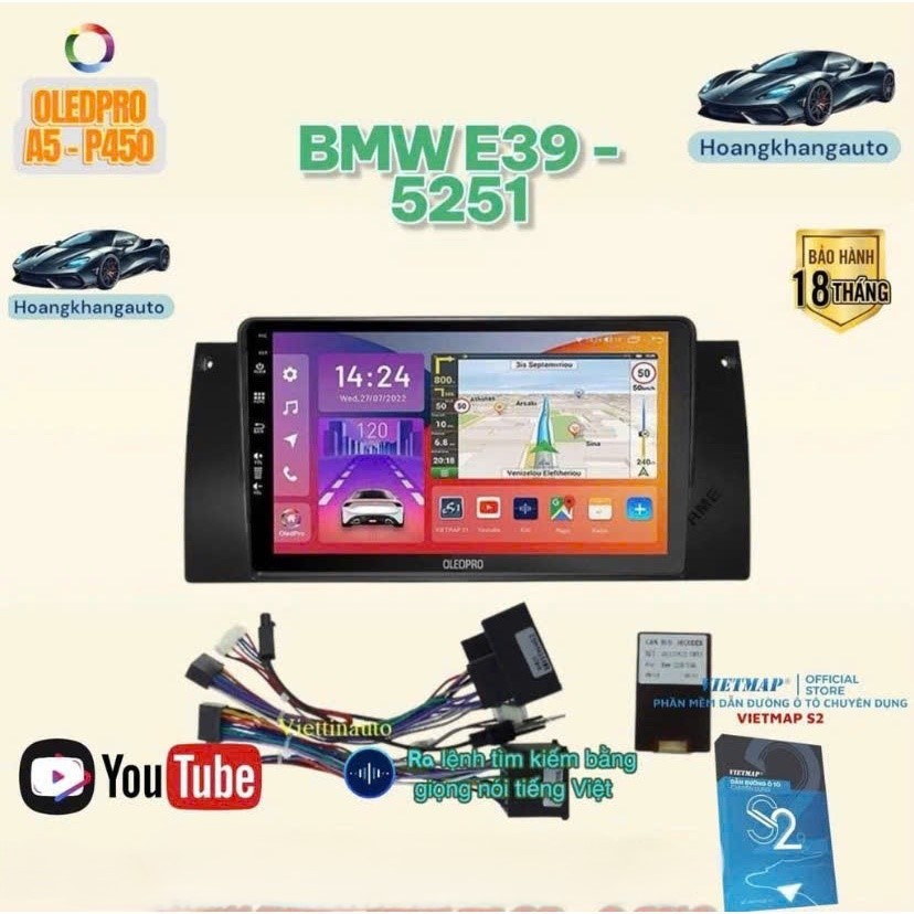 Combo  Màn Hình Android OLEDPRO A5 theo xe BMW E46 - 3251, kèm dưỡng 9 inch và jack zin