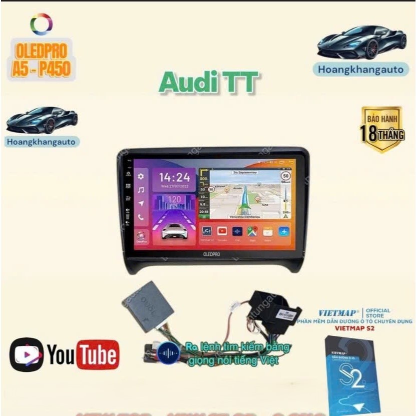 Combo  Màn Hình Android OLEDPRO A5   theo xe Audi TT, kèm dưỡng 9 inch và jack zin