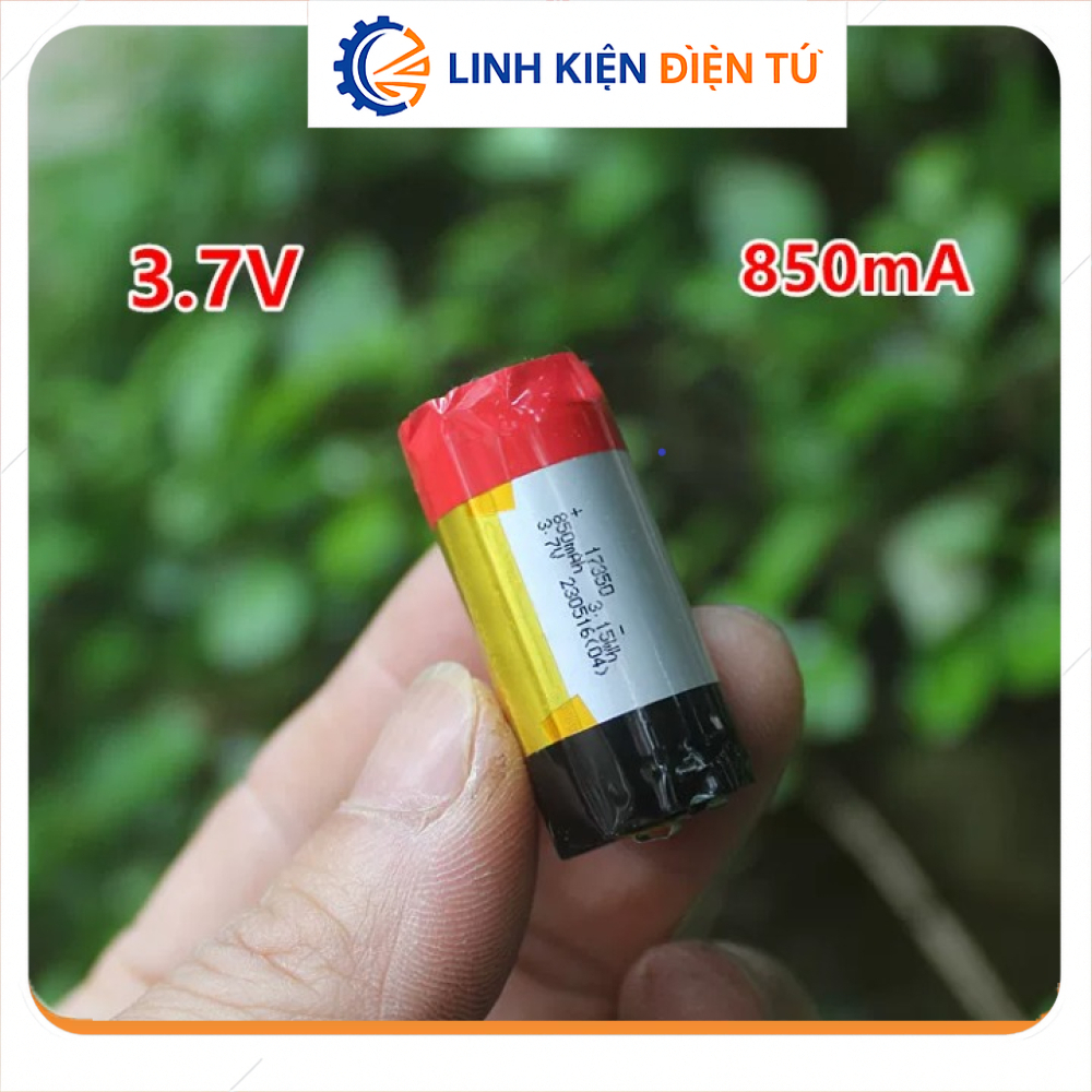 [Linh Kiện Điện Tử][G116] Pin Lithium Hình Trụ 3.7V 17350, Dung Lượng Tối Đa 850mA