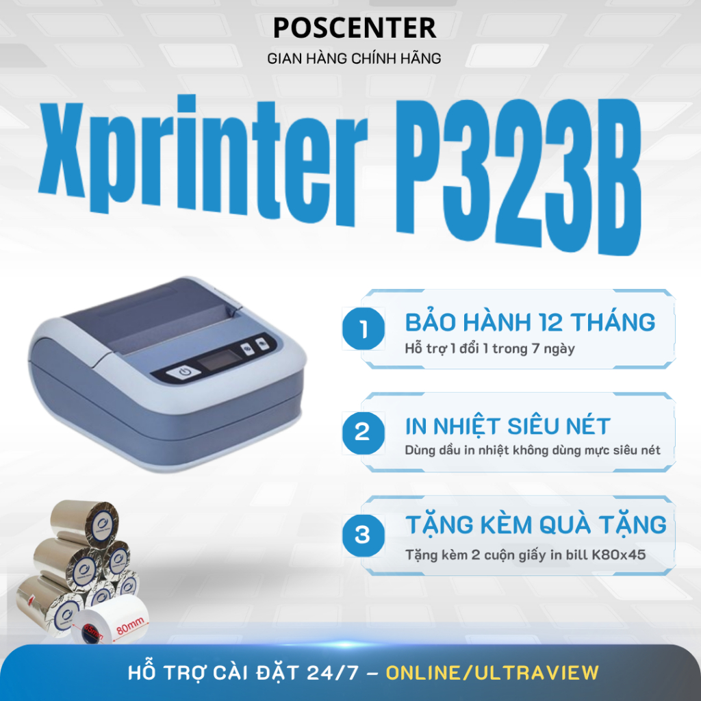 [XPRINTER-P323B] Máy in nhiệt BLUETOOTH CẦM TAY K80 - Máy in bill, tem nhãn 2 trong 1, PIN 2500mAh