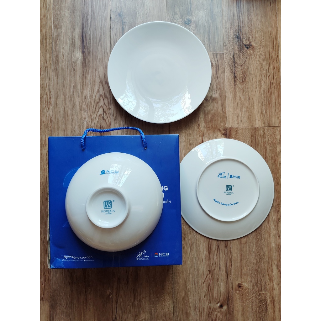 Bộ 1 Tô+2 Đĩa sứ MInh Long  size to -Lys Horeca chuyên dùng cho nhà hàng-Quà tặng ngân hàng Quốc Dân