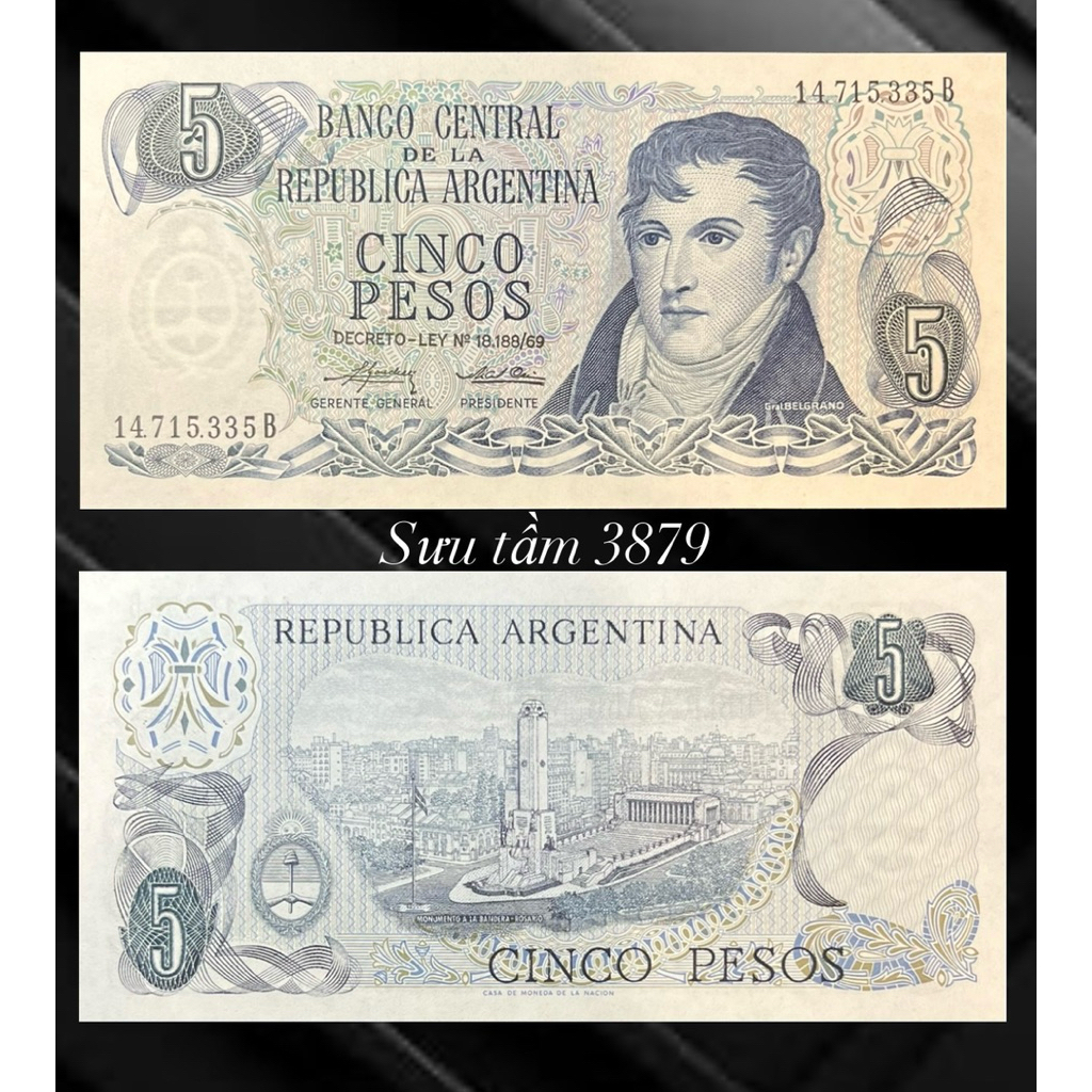 sưu tầm châu Mỹ xưa : 5 Argentina 1975 sưu y,quà tặng ,mới 100%