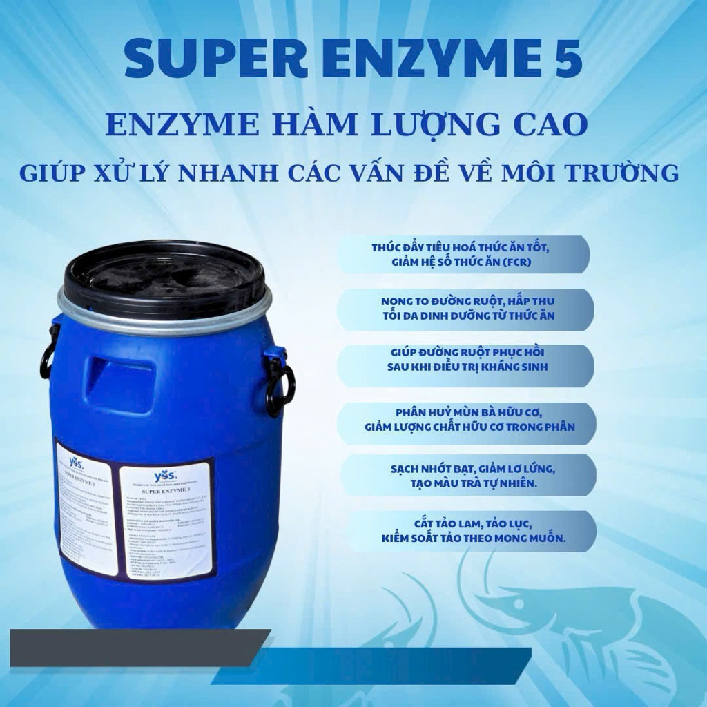SUPPER ENZYME 5 - Sản phẩm enzyme bổ sung thức ăn cho chăn nuôi thuỷ sản ( thùng 25kg )