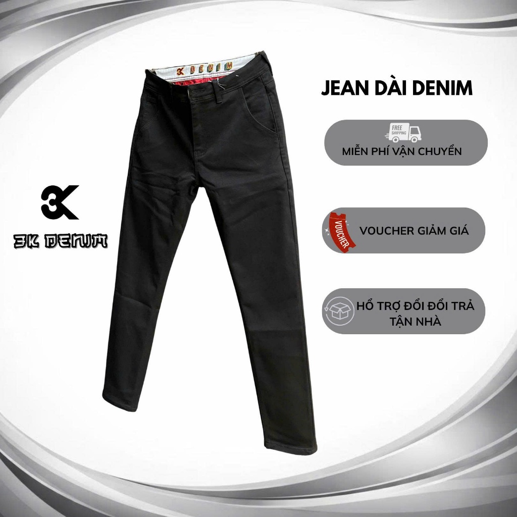 [3K DENIM] Quần Jean Denim Guangzhou J4074-3K1611 Màu Đen Én Lưng Trắng Mẫu Mới Chi Tiết Như Hình