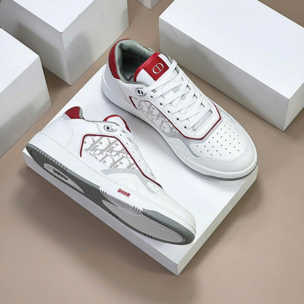 Giày Thể Thao Dior B27 Low Trắng Viền Đỏ