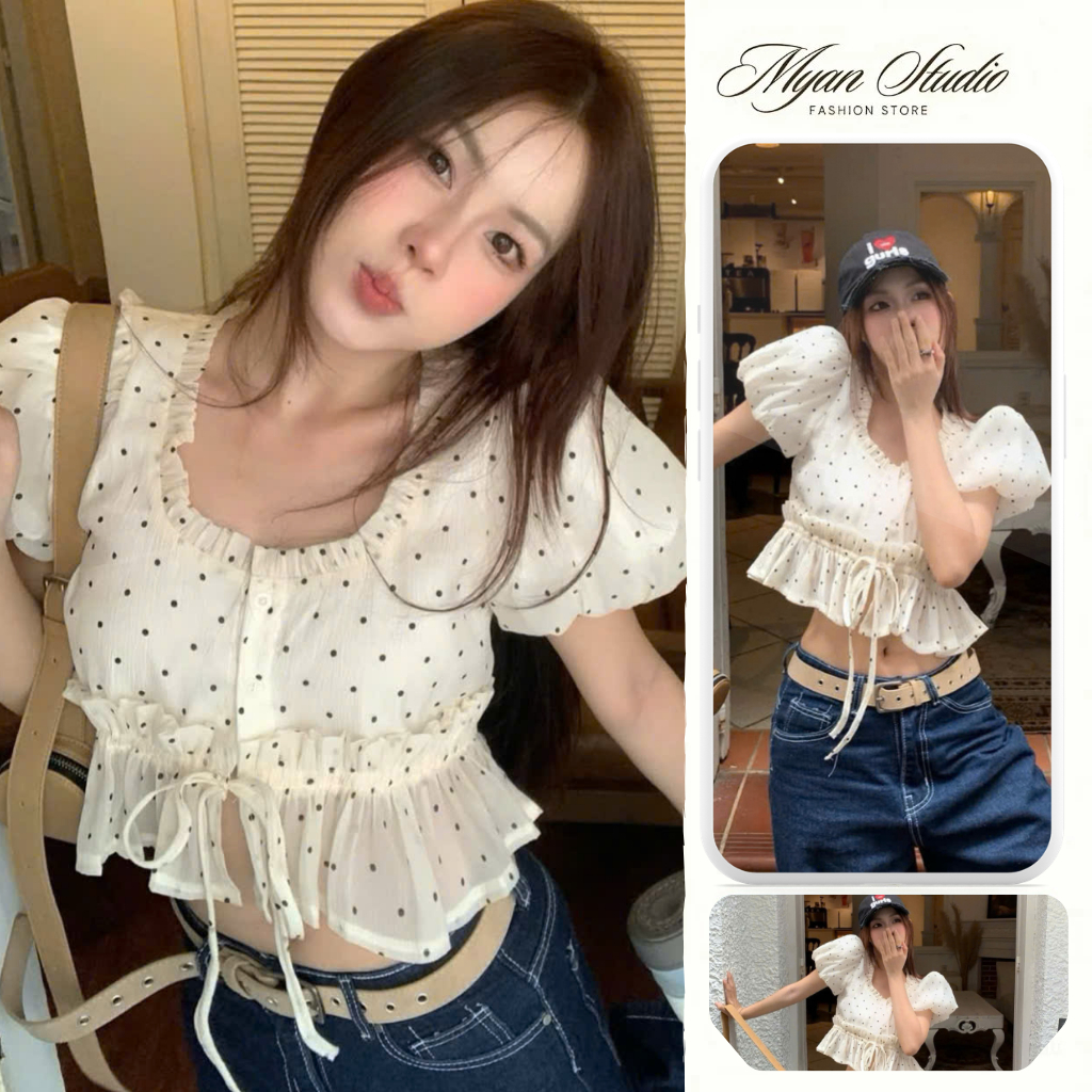 Áo bi tay phồng cực xinh dáng croptop hottrend tôn dáng cho các nàng_Myan store