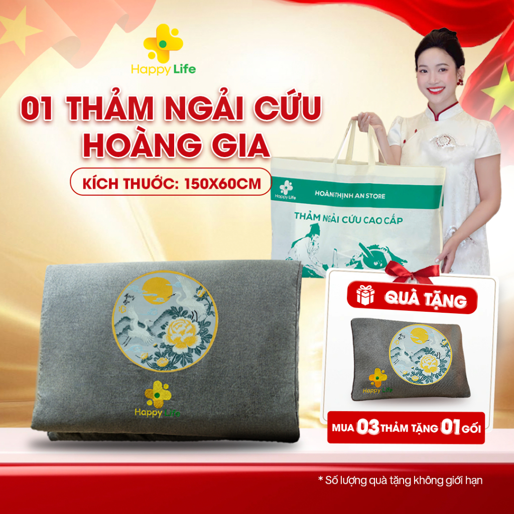 [BẢN ĐẶC BIỆT] Thảm Ngải Cứu Hoàng Gia Spa Cao Cấp Chính Hãng Happy Life Hỗ Trợ Đau Vai Gáy,Nhức Mỏi Xương Khớp