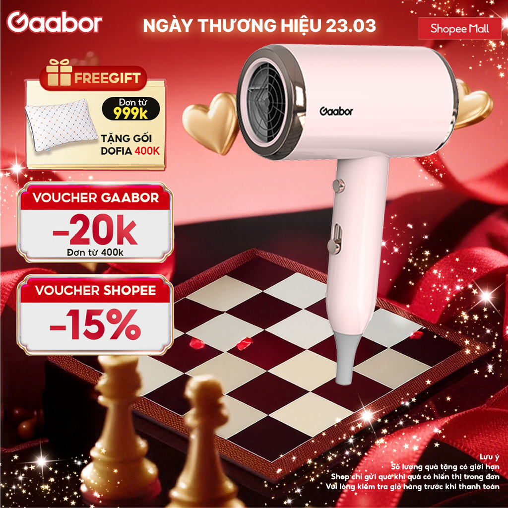 GAABOR Máy sấy tóc N1000D độ ồn thấp, công suất 1000W, sấy khô nhanh chóng, bảo vệ tóc [L]