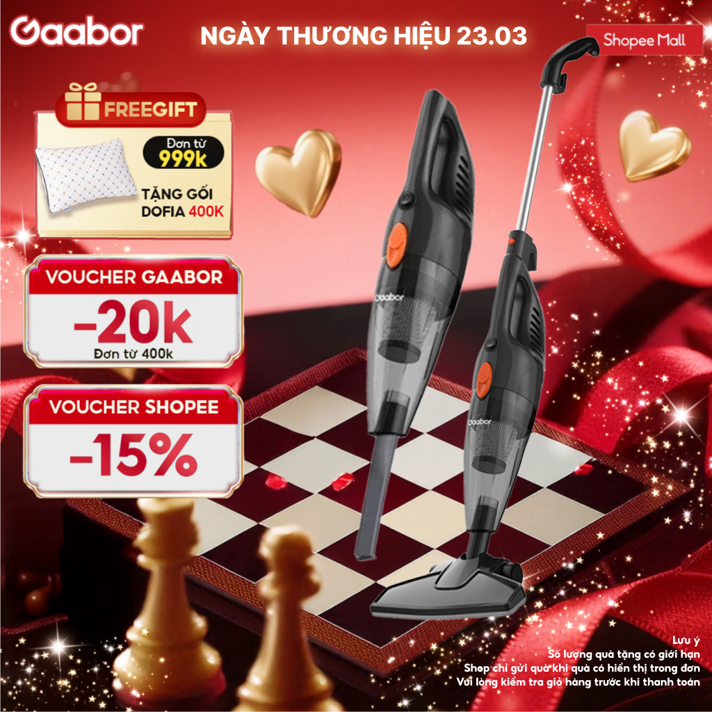Gaabor Máy hút bụi cầm tay có dây GVCW-M15AS 650W lực hút 16000PA lọc 3 lớp chống ồn siêu êm dây dài 4.5m