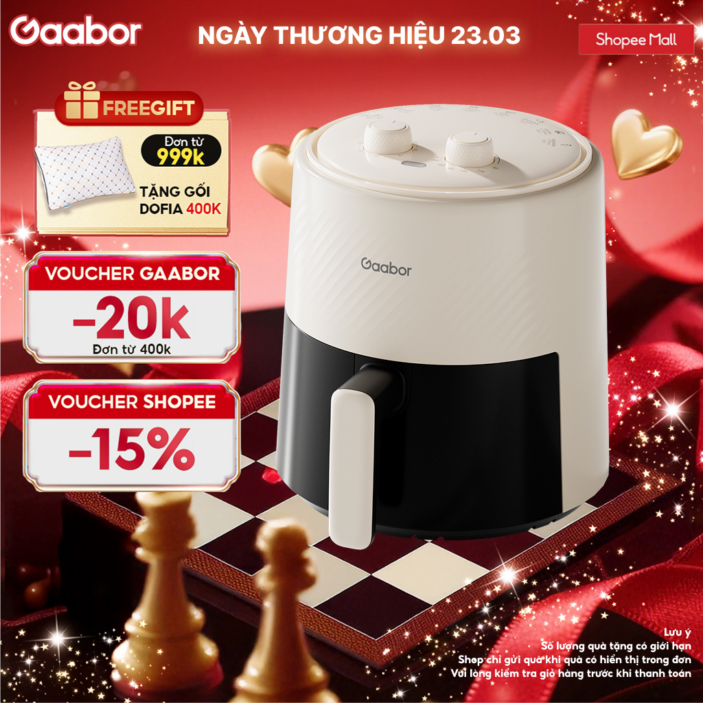 Nồi chiên không dầu 4L Gaabor AF40M-WH01A / AF-40M01A 1300W chống dính khí nóng đối lưu dễ sử dụng một núm xoay
